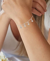 Cubic Zirconia Dangle Star Chain Bracelet Sterling Silver or 14k Gold-Plated