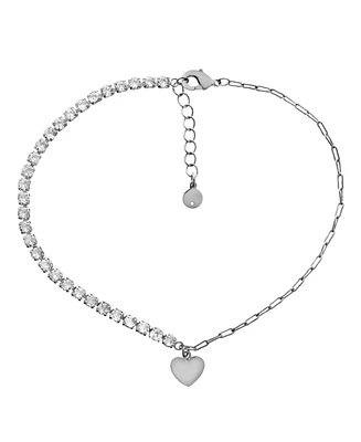 And Now This Chain Heart Charm Anklet in Silver Plate