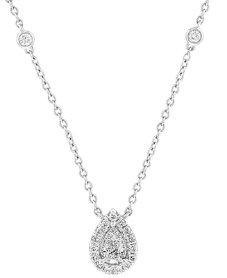 Effy Diamond Pear Halo 18" Pendant Necklace (3/8 ct. t.w.) in 14k White Gold