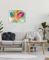 Stupell Industries Abstract Colorful Textural Heart Painting White Framed Giclee Texturized Art, 24" x 30"
