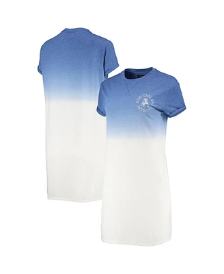 Women's Junk Food Heathered Royal and White New England Patriots Ombre Tri-Blend T-shirt Dress