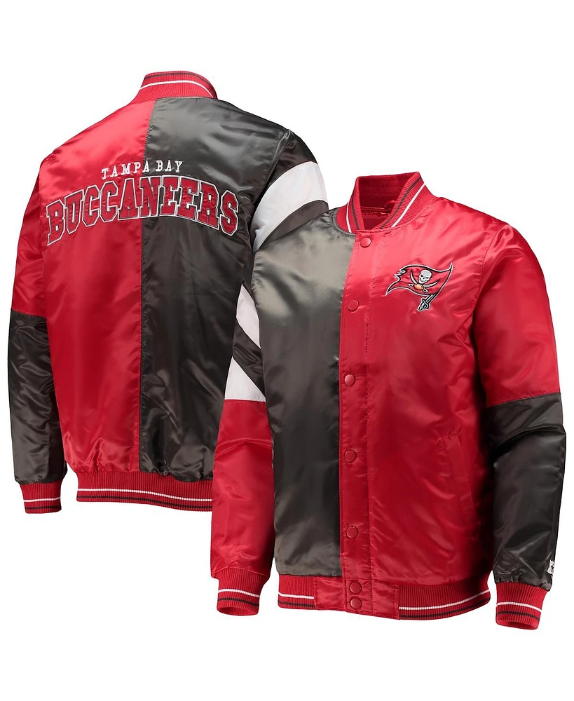 Men's Starter Red, Black Tampa Bay Buccaneers Leader Varsity Satin Full-Snap Jacket