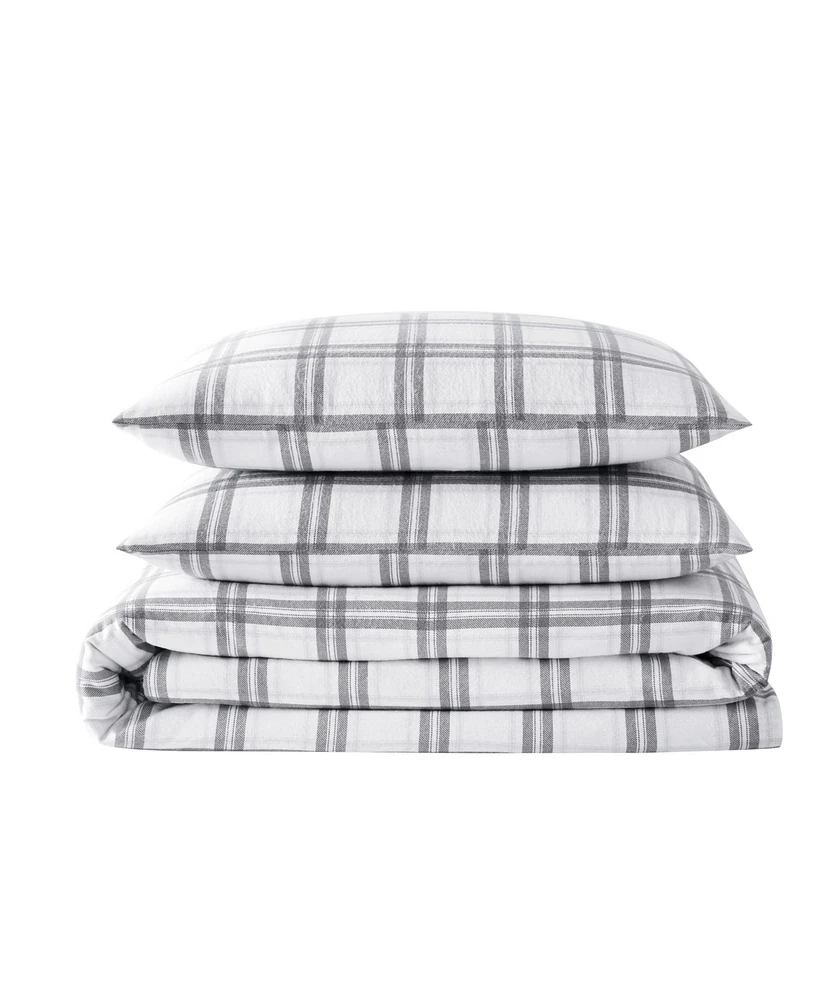 London Fog Plaid Flannel 3-Pc. Duvet Cover Set
