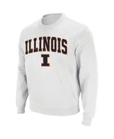Men's Colosseum White Illinois Fighting Illini Arch & Logo Crew Neck Sweatshirt