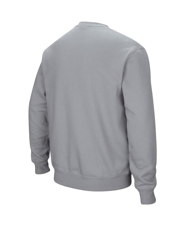 Men's Colosseum Heathered Gray Brown Bears Arch Logo Tackle Twill Pullover Sweatshirt