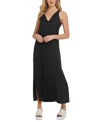 Dkny Linen V-Neck Maxi Dress