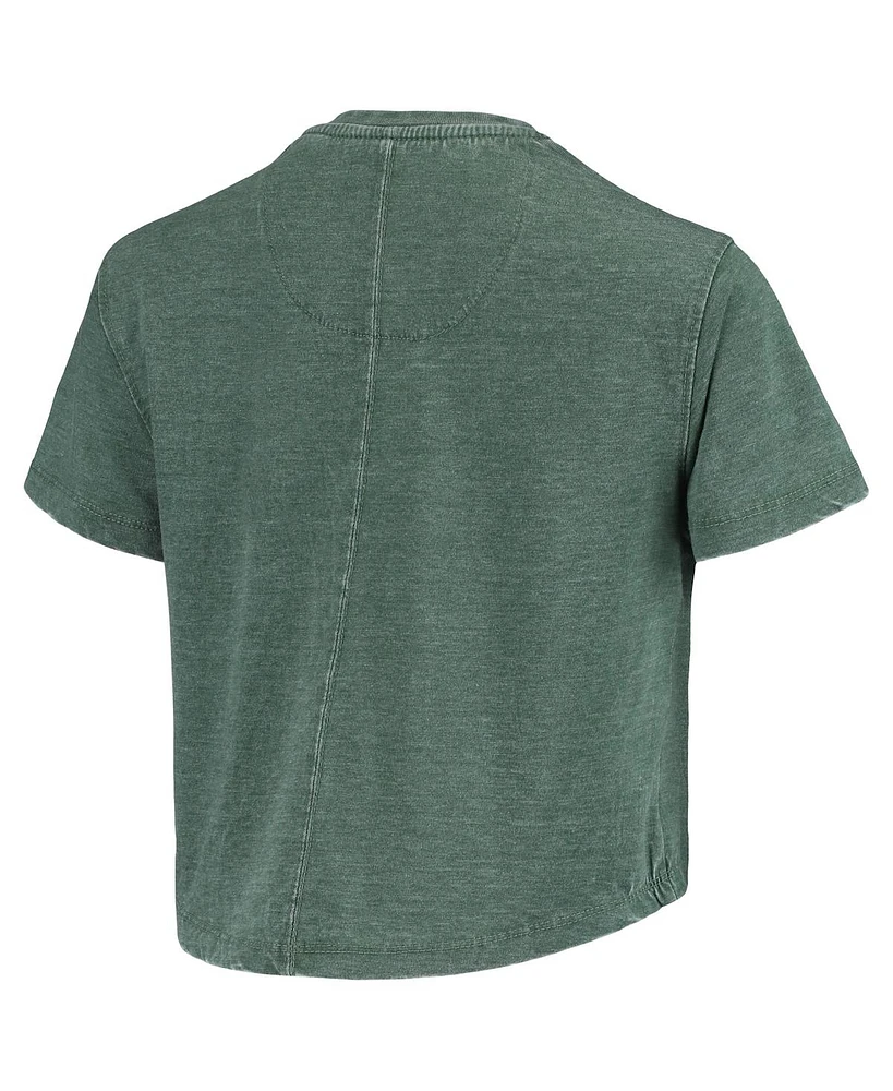 Women's Pressbox Green Michigan State Spartans Edith Vintage-Like Burnout Crop T-shirt