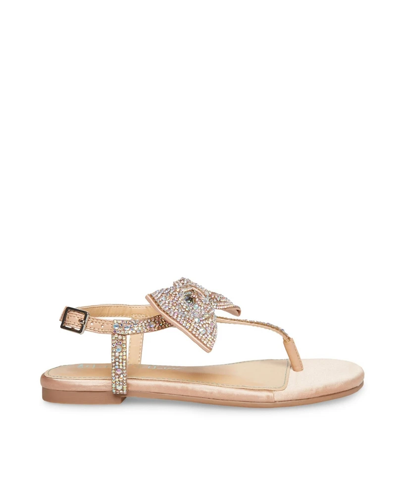 Betsey Johnson Little and Big Girls Sasha T-strap Sandals with Bow Detail