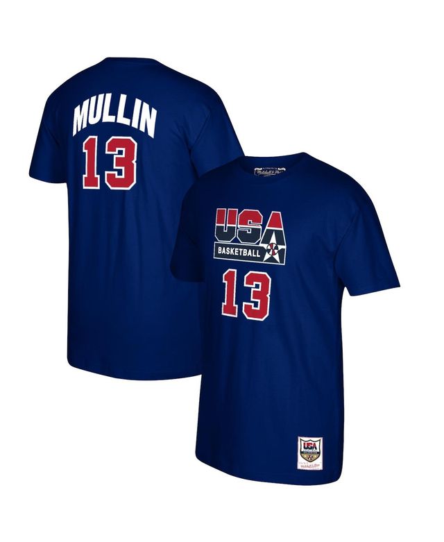 Men's Mitchell & Ness Chris Mullin Navy Usa Basketball 1992 Dream Team Name and Number T-shirt