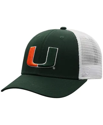 Men's Top of the World Green, White Miami Hurricanes Trucker Snapback Hat