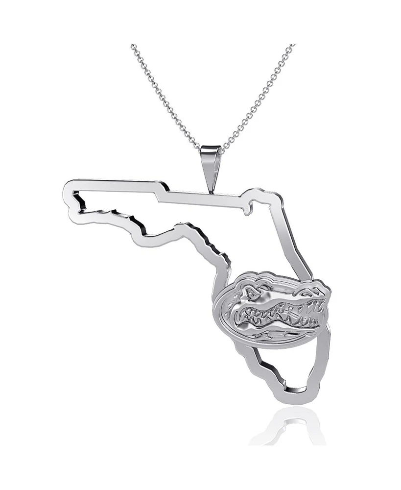 Women's Dayna Designs Silver-Tone Florida Gators Team State Outline Necklace