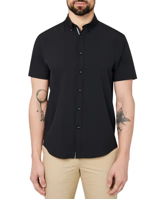 Society of Threads Men's Regular Fit Non-Iron Performance Stretch Solid Button-Down Shirt