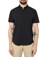 Society of Threads Men's Regular Fit Non-Iron Performance Stretch Solid Button-Down Shirt