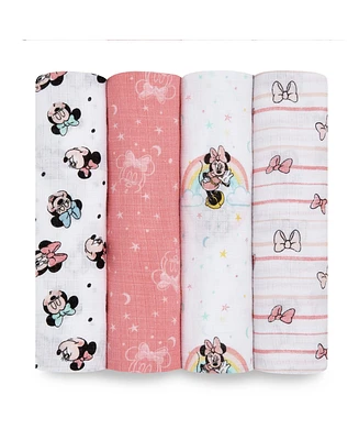aden by aden + anais Baby Girls Minnie Swaddle Blankets, Pack of 4