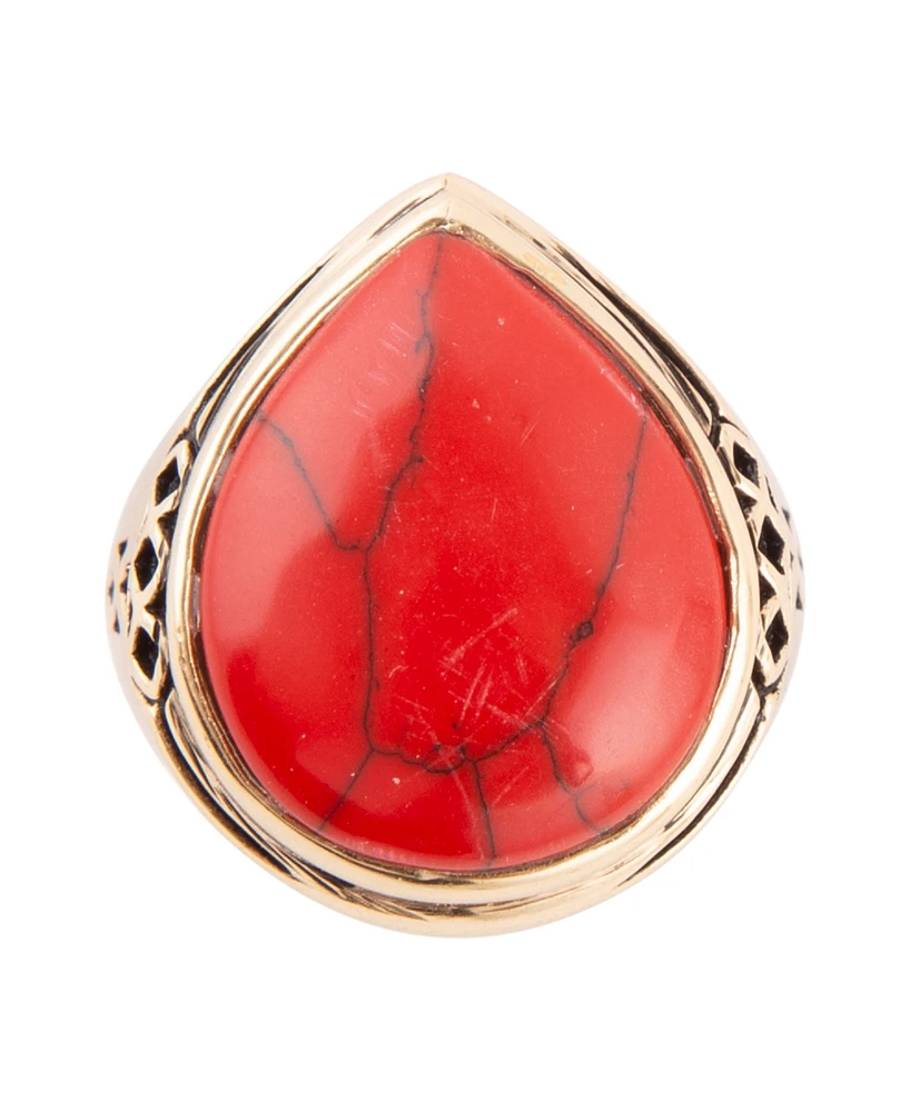 Barse Wildfire Bronze and Genuine Red Howlite Rings