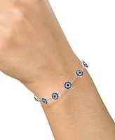 Lab-Grown Sapphire (2-3/8 ct. t.w.) & Lab-Grown White Sapphire (1/3 ct. t.w.) Cluster Bracelet in Sterling Silver