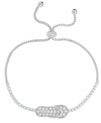 Women's Fine Silver Plated Cubic Zirconia Flip Flop Bracelet