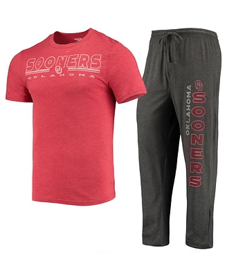 Men's Concepts Sport Heathered Charcoal, Crimson Oklahoma Sooners Meter T-shirt and Pants Sleep Set