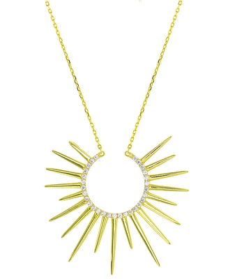 Cubic Zirconia Sun Ray Pendant Necklace, 16" + 2" extender
