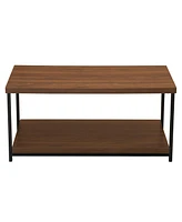 Wide Coffee Table with Storage Shelf