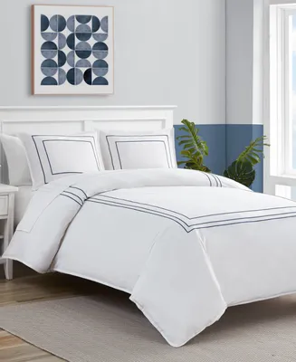 Nautica Alden White Embroidered 2-Piece Duvet Cover Set, Twin