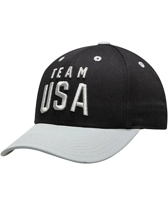 Big Boys Black and Gray Team Usa Latitude Two-Tone Structured Adjustable Snapback Hat
