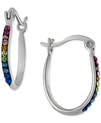 Giani Bernini Rainbow Crystal Oval Hoop Earrings in Sterling Silver, Created for Macy's