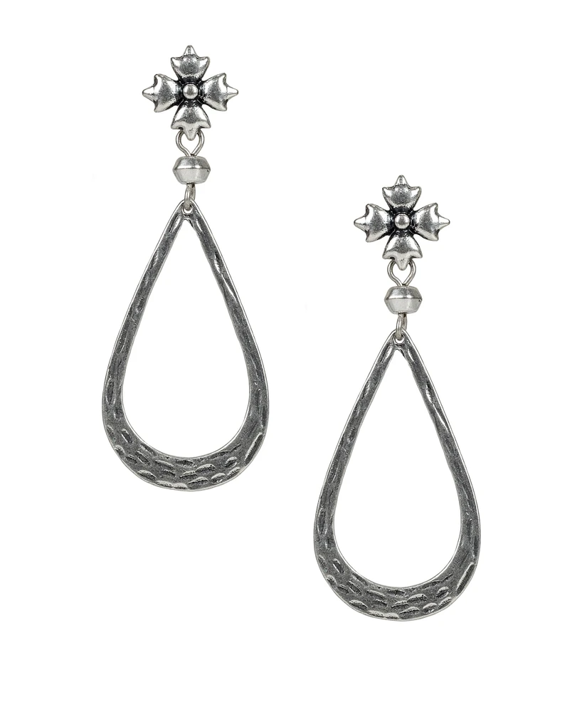 Patricia Nash Silver-Tone Floret & Tear-Shape Drop Earrings