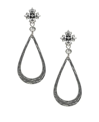 Patricia Nash Silver-Tone Floret & Tear-Shape Drop Earrings