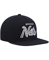 Men's Mitchell & Ness Black Brooklyn Nets Hardwood Classics Script 2.0 Snapback Hat