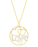 Diamond "Love" Heart Circle 18" Pendant Necklace (1/8 ct. t.w.) in 14k Gold-Plated Sterling Silver