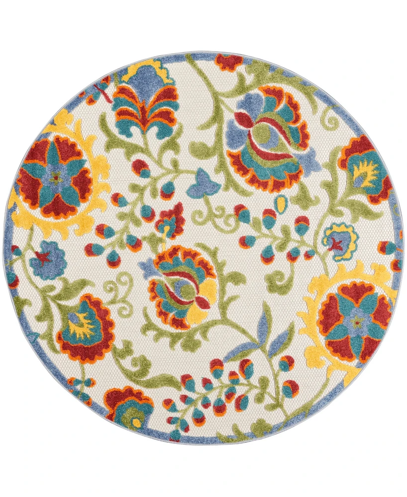 Nourison Home Aloha ALH17 4' x Round Outdoor Area Rug
