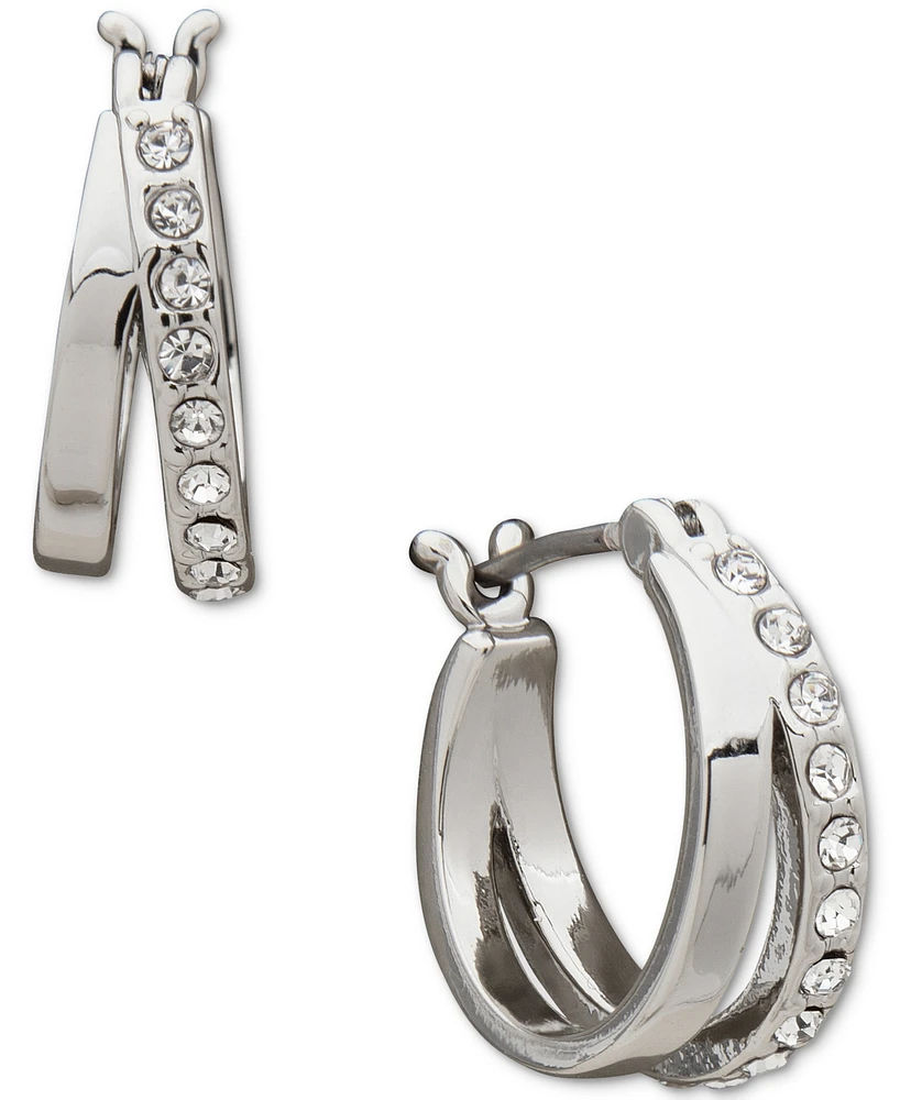 Karl Lagerfeld Paris Extra-Small Pave Split Hoop Earrings, 0.49"