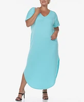 Plus Short Sleeve V-neck Maxi Dress