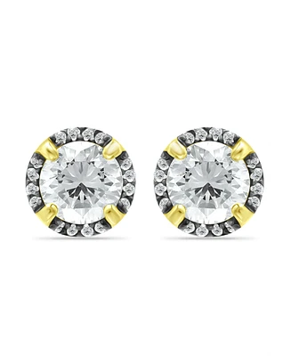 Giani Bernini Cubic Zirconia with Black Rhodium Halo Stud Earrings, 18K Gold over Silver