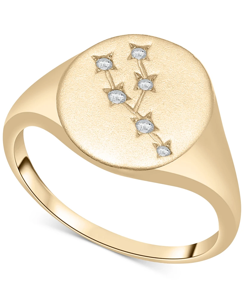 Wrapped Diamond Taurus Constellation Ring (1/20 ct. t.w.) in 10k Gold, Created for Macy's