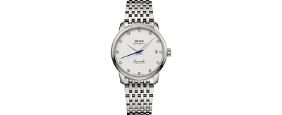 Mido Women's Swiss Automatic Baroncelli Iii Heritage Diamond (1/10 ct. t.w.) Stainless Steel Bracelet Watch 33mm