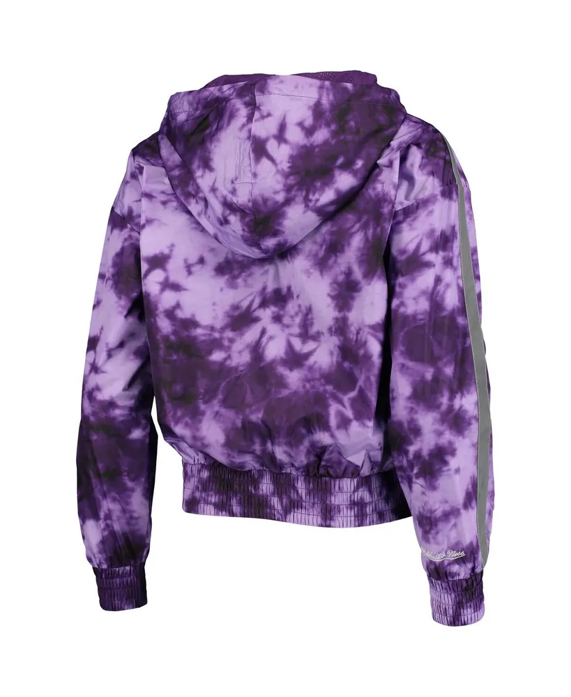 Women's Mitchell & Ness Purple Los Angeles Lakers Galaxy Sublimated Windbreaker Pullover Full-Zip Hoodie Jacket