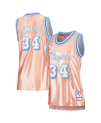 Women's Mitchell & Ness Shaquille O'Neal Pink Los Angeles Lakers 75th Anniversary Rose Gold 1996 Swingman Jersey