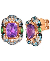 Le Vian Multi-Gemstone (4-1/2 ct. t.w.) & Nude Diamond (7/8 ct. t.w.) Halo Cluster Statement Stud Earrings in 14k Rose Gold
