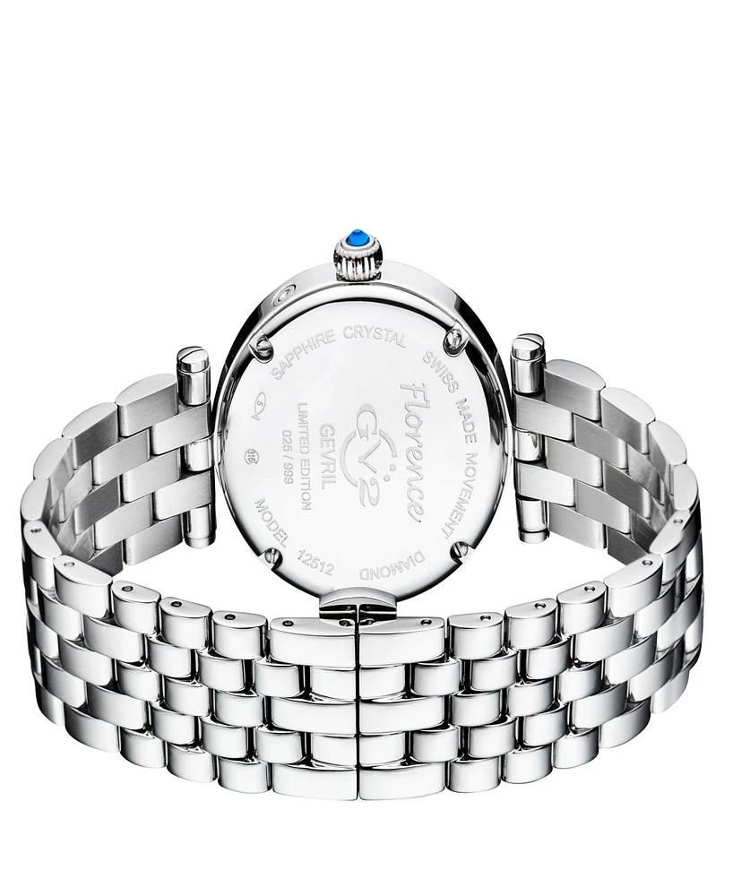 Gevril Women's Florence Swiss Quartz Silver-Tone Stainless Steel Bracelet Watch 36mm