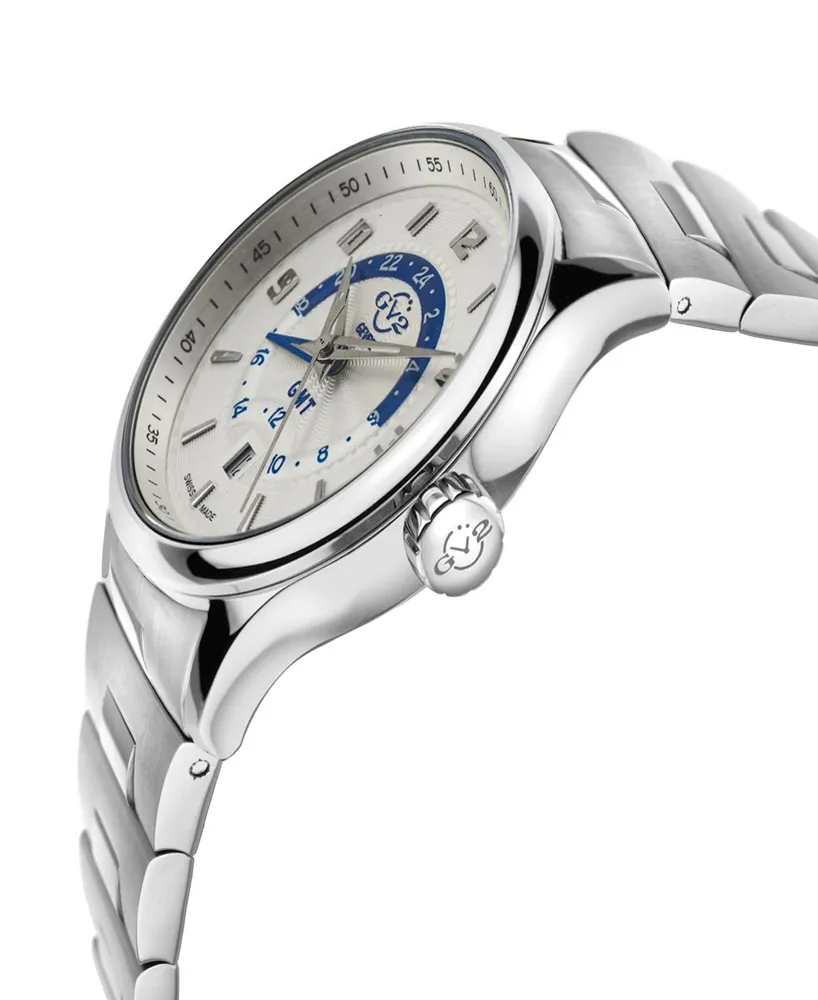 Gevril Men's Giromondo Swiss Quartz Silver-Tone Stainless Steel Bracelet Watch 42mm