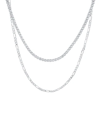 And Now This Double Row Chain with Cubic Zirconia Tennis Necklace and Clip Chain Necklace