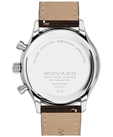 Movado Men's Heritage Brown Genuine Leather Strap Watch, 43mm