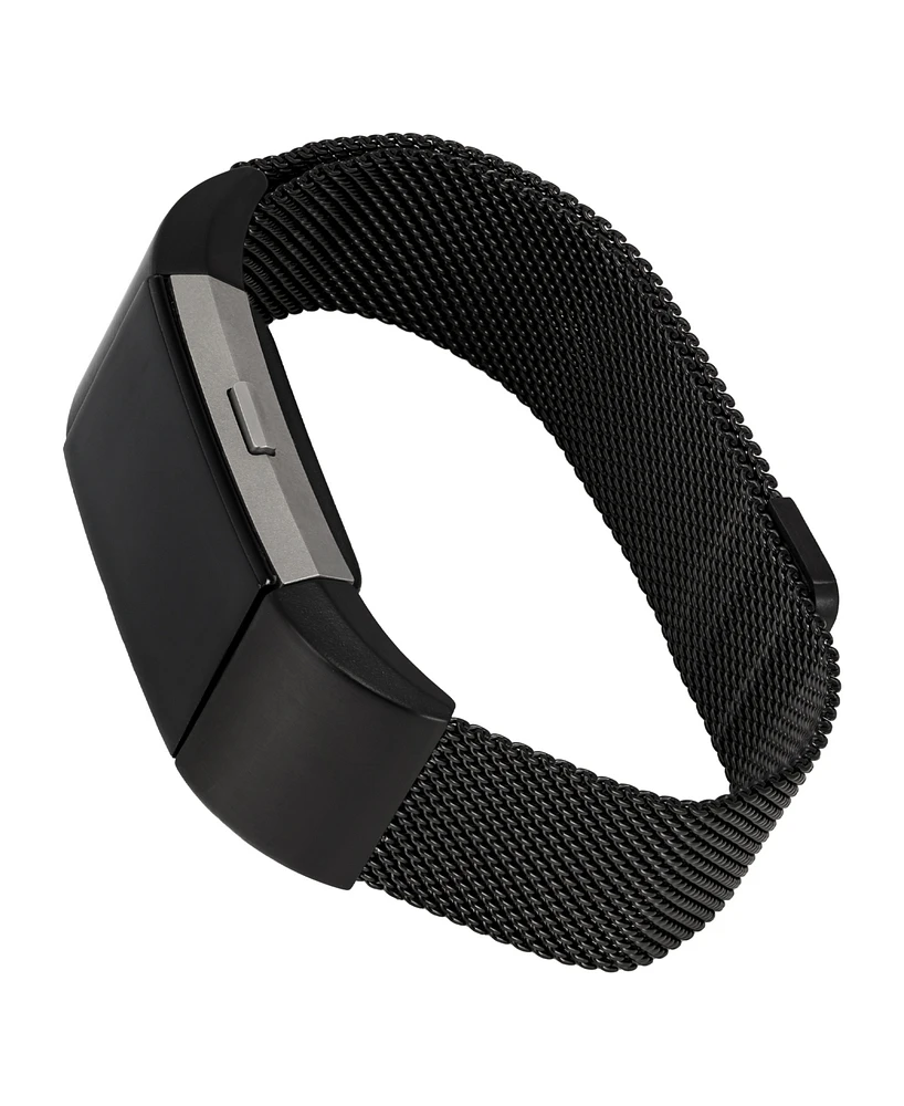WITHit Black Stainless Steel Mesh Band designed for Fitbit Charge 2