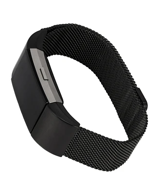 WITHit Black Stainless Steel Mesh Band designed for Fitbit Charge 2