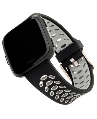 WITHit Black and Grey Silicone Sport Band designed for Fitbit Versa, Versa 2 and Versa Lite