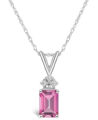 Pink Topaz (1-1/3 ct. t.w.) and Diamond Accent Pendant Necklace in 14K Yellow Gold or 14K White Gold