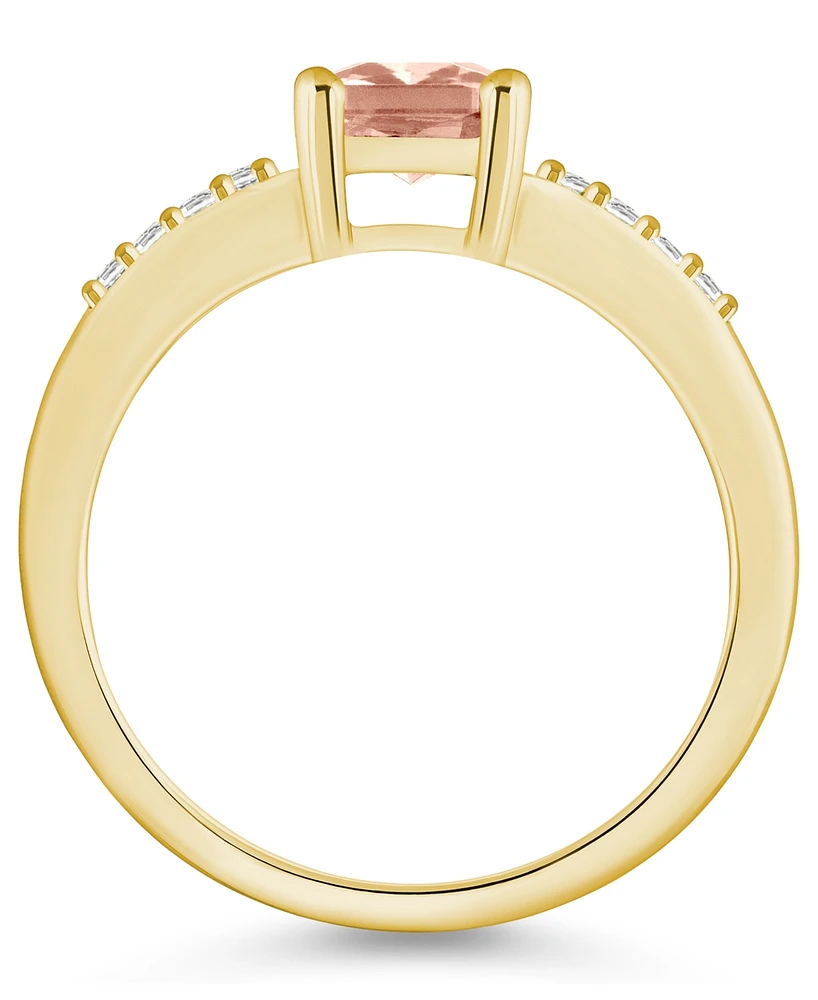 Morganite (1-3/8 ct .t.w.) and Diamond (1/8 Ring 14K Yellow Gold