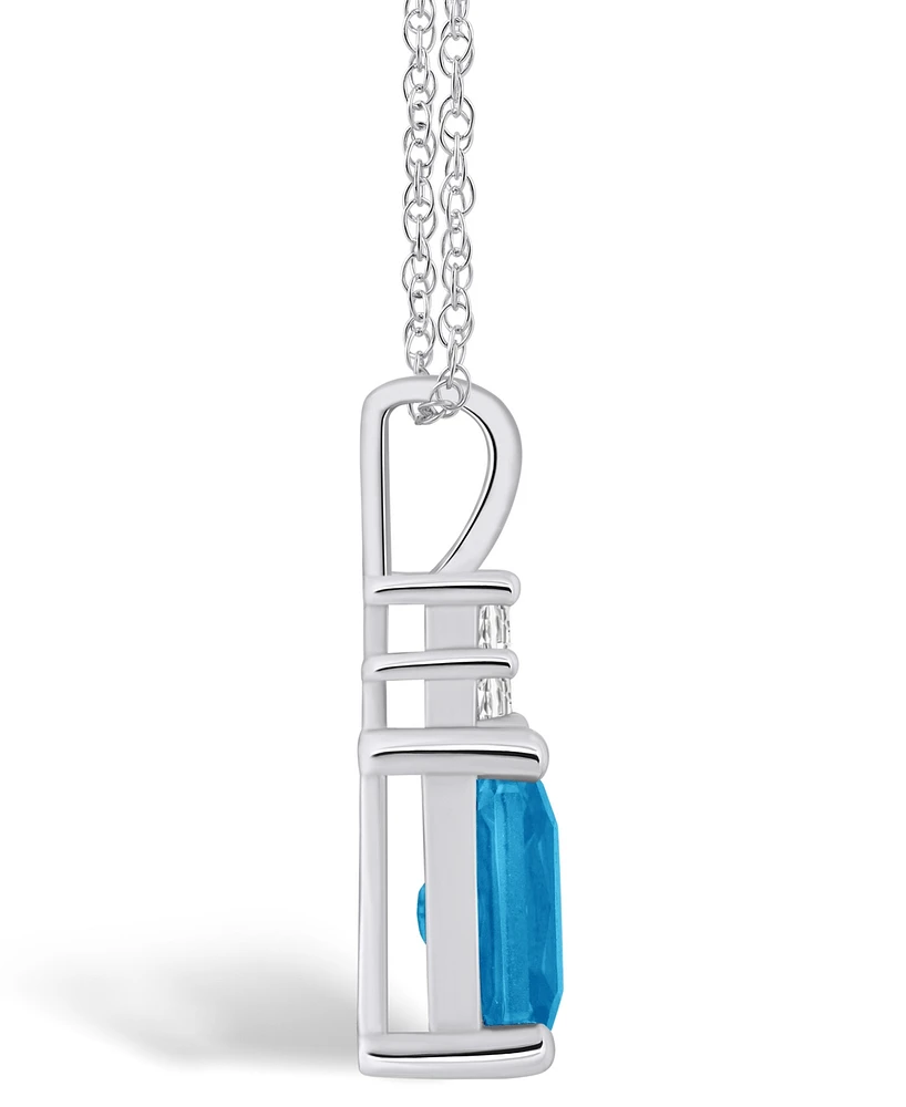 Macy's Blue Topaz (2 Ct. T.w.) and Diamond (1/10 Ct. T.w.) Pendant Necklace in 14K Gold